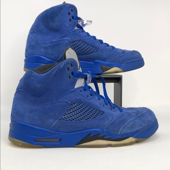 Air Jordan 5 Retro Blue Suede 136027-401 Authentic Men’s Sneakers - Size 11.5